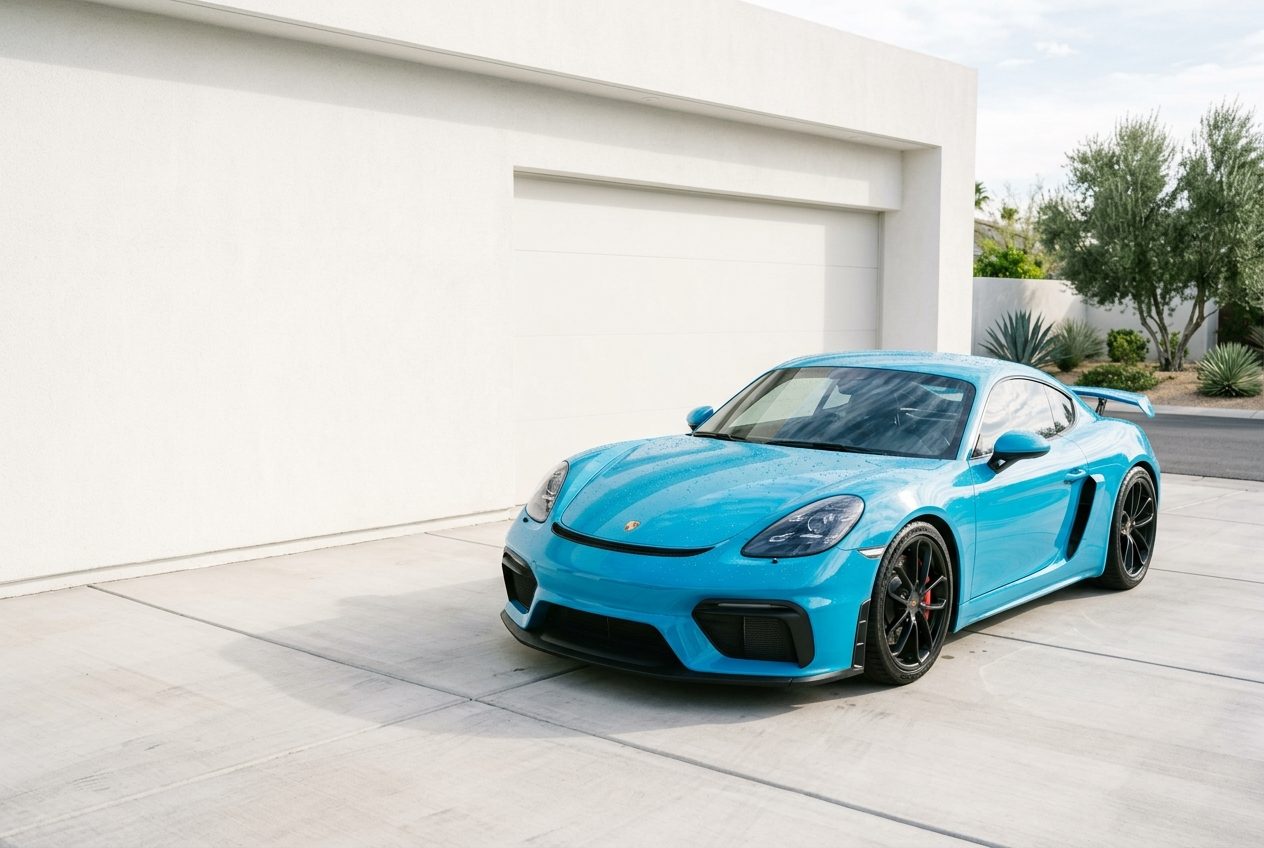 Blue Porsche 718 freshly detailed